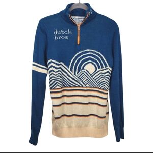 Dutch Bros Coffee 92 Sunrise Mountains Sweater Size Medium 1/4 Zip Pullover